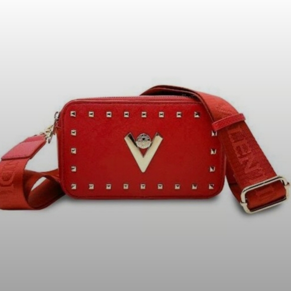 ❤️ NWT Valentino Orlandi Red Crossbody Handbag Purse w/Gold Studs ❤️ - Picture 5 of 6